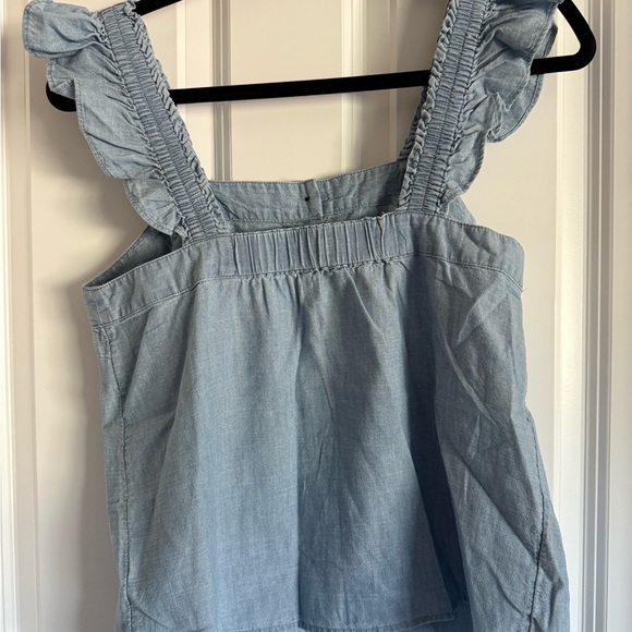 J. Crew Light Blue Ruffle Strap Top - Picture 3 of 3